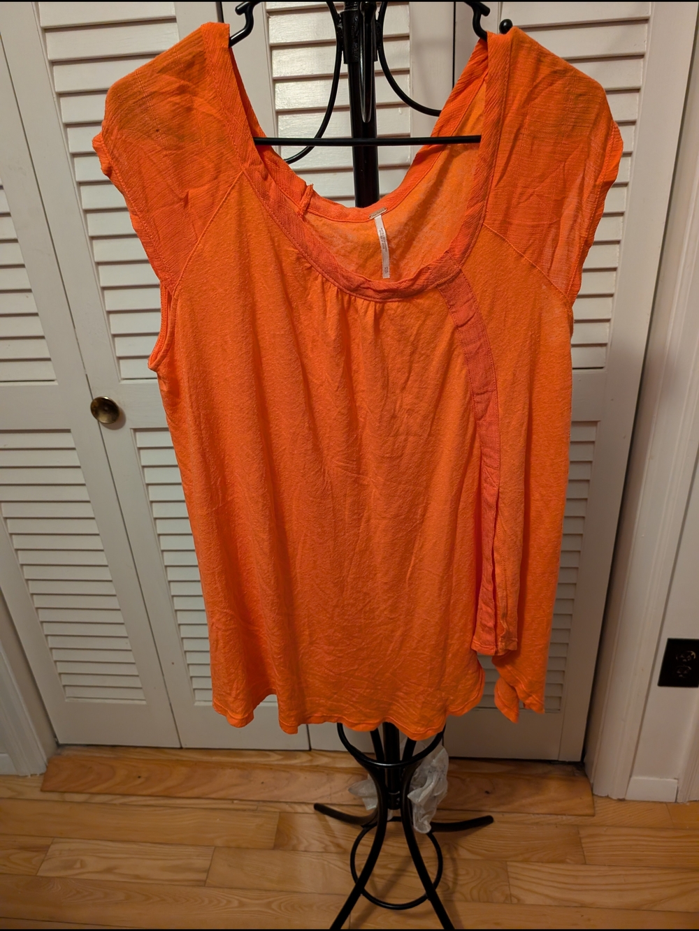 Free People Bright Orange Cap-Sleeve Scoop Neck Tunic Size XS